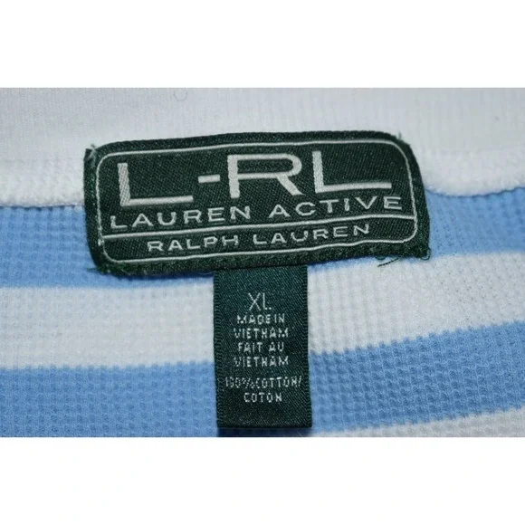 Lauren Ralph Lauren XL Nautical Stripe Top Drop Shoulder Lt Blue White Coastal - Picture 4 of 16
